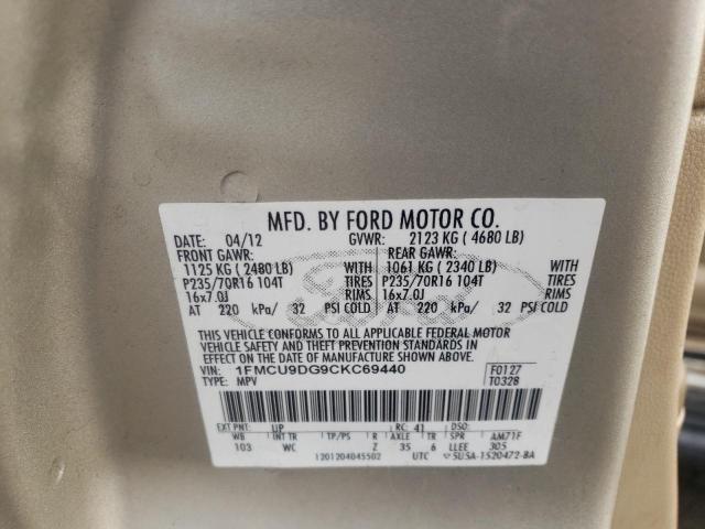 Photo 10 from auction – 2012 FORD ESCAPE XLT with VIN 1FMCU9DG9CKC69440