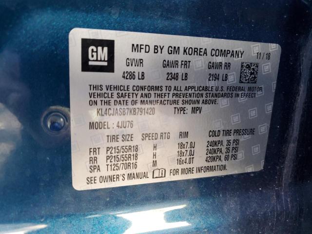 Photo 10 from auction – 2019 BUICK ENCORE PRE with VIN KL4CJASB7KB791420