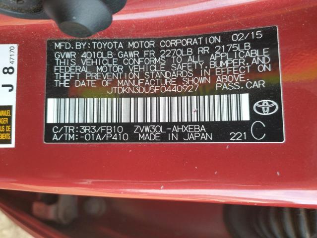 Photo 10 from auction – 2015 TOYOTA PRIUS with VIN JTDKN3DU5F0440927