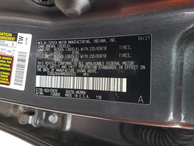 Photo 10 from auction – 2021 TOYOTA HIGHLANDER with VIN 5TDGZRAH9MS065932