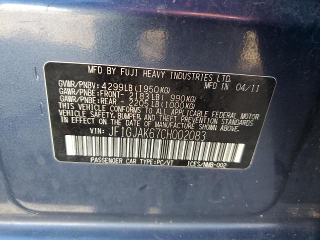 Photo 10 from auction – 2012 SUBARU IMPREZA LI with VIN JF1GJAK67CH002083