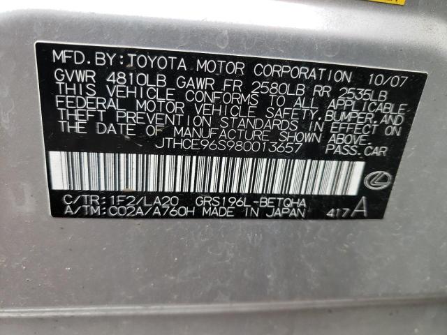 Photo 10 from auction – 2008 LEXUS GS 350 with VIN JTHCE96S980013657
