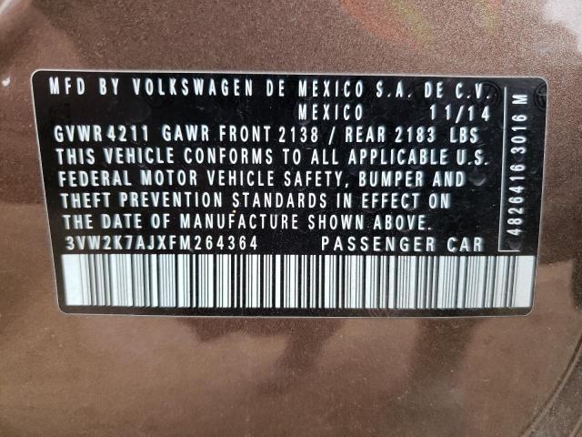 Photo 10 from auction – 2015 VOLKSWAGEN JETTA BASE with VIN 3VW2K7AJXFM264364