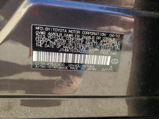 Zdjęcie 10 z aukcji – 2010 LEXUS ES 350 z VIN JTHBK1EG3A2392751