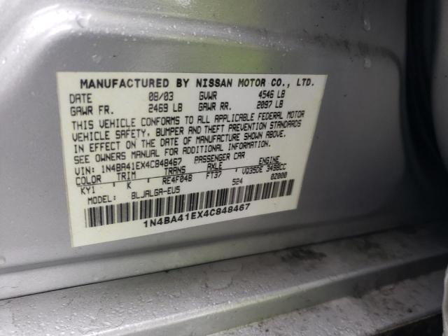 Photo 10 from auction – 2004 NISSAN MAXIMA SE with VIN 1N4BA41EX4C848467
