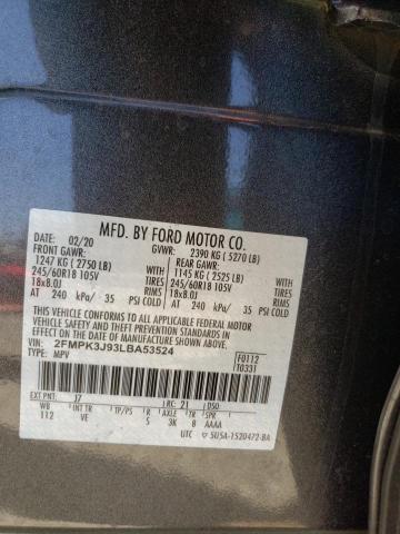 Photo 10 from auction – 2020 FORD EDGE SEL with VIN 2FMPK3J93LBA53524