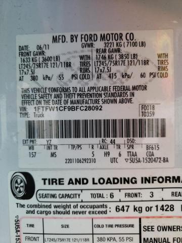 Photo 10 from auction – 2011 FORD F150 SUPER with VIN 1FTFW1CF9BFC28092