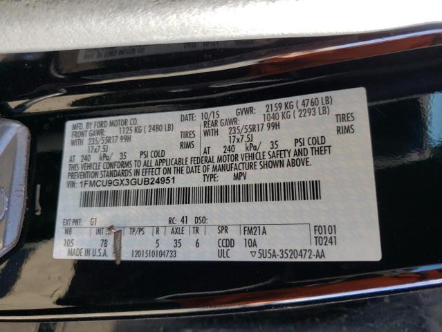 Photo 10 from auction – 2016 FORD ESCAPE SE with VIN 1FMCU9GX3GUB24951