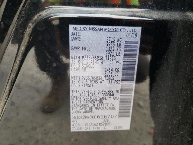Photo 10 from auction – 2019 NISSAN PATHFINDER with VIN 5N1DR2MN0KC616707