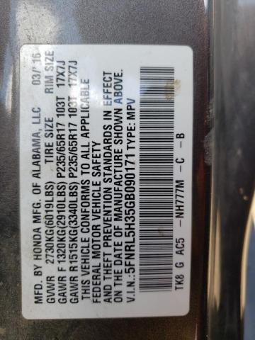 Photo 10 from auction – 2016 HONDA ODYSSEY SE with VIN 5FNRL5H35GB090171