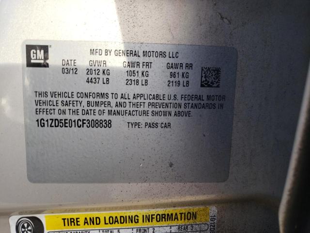 Photo 10 from auction – 2012 CHEVROLET MALIBU 2LT with VIN 1G1ZD5E01CF308838