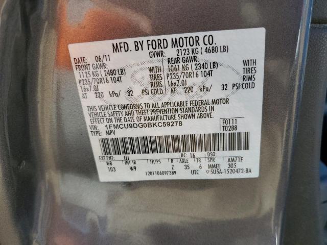 Photo 10 from auction – 2011 FORD ESCAPE XLT with VIN 1FMCU9DG0BKC59278