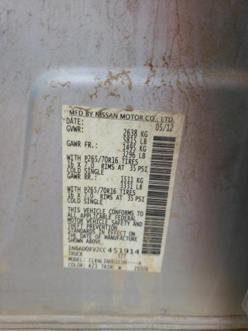 Photo 10 from auction – 2012 NISSAN FRONTIER S with VIN 1N6AD0EV2CC451914