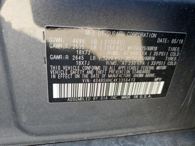 Photo 10 from auction – 2019 SUBARU OUTBACK 2. with VIN 4S4BSANC4K3356413