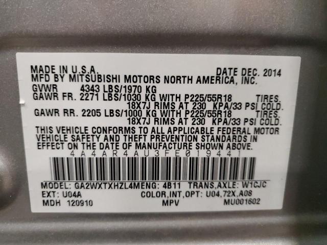 Photo 10 from auction – 2015 MITSUBISHI OUTLANDER with VIN 4A4AR4AU3FE019441