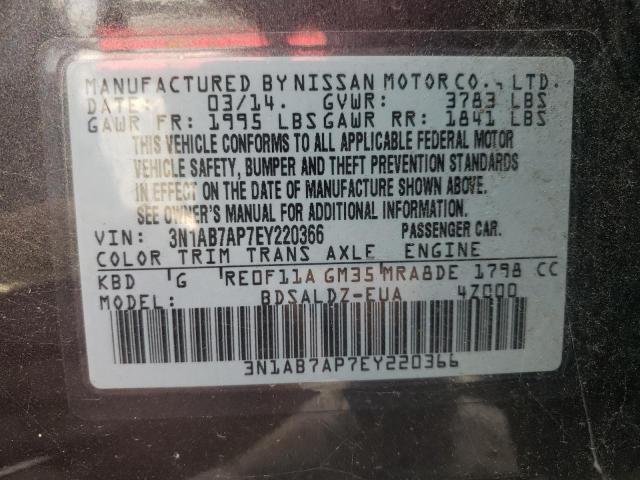 Photo 10 from auction – 2014 NISSAN SENTRA S with VIN 3N1AB7AP7EY220366