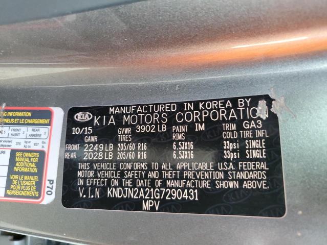 Photo 10 from auction – 2016 KIA SOUL with VIN KNDJN2A21G7290431