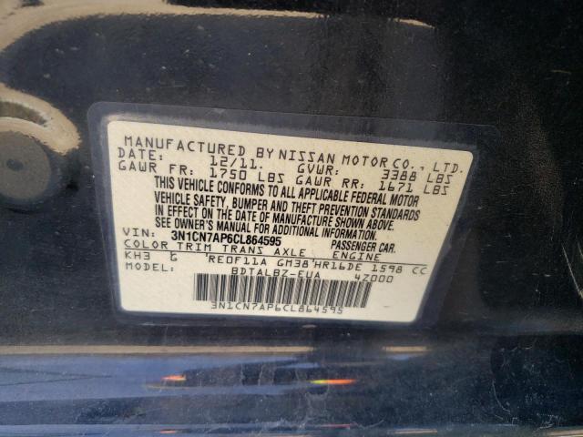 Photo 10 from auction – 2012 NISSAN VERSA S with VIN 3N1CN7AP6CL864595