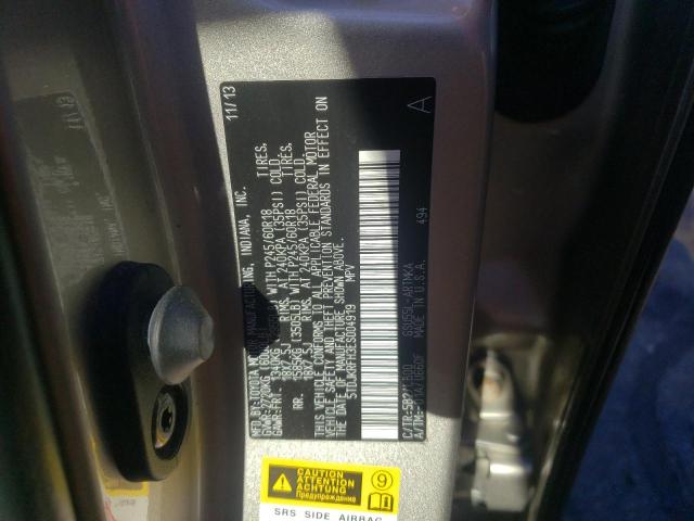 Photo 10 from auction – 2014 TOYOTA HIGHLANDER with VIN 5TDJKRFH3ES004919