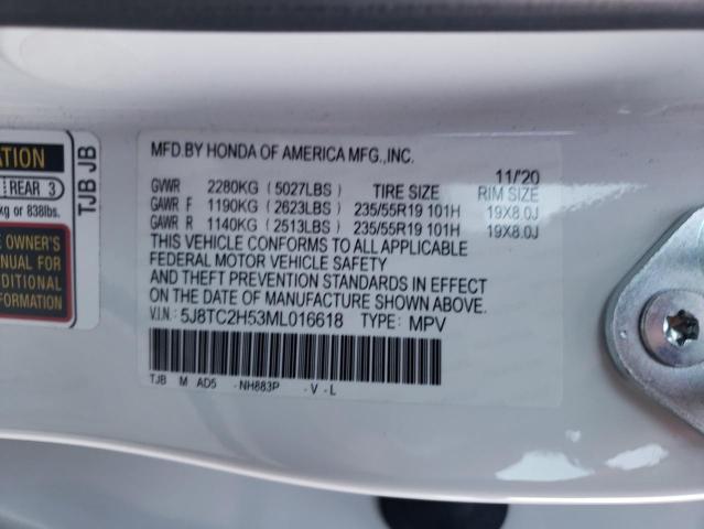Photo 10 from auction – 2021 ACURA RDX TECHNO with VIN 5J8TC2H53ML016618