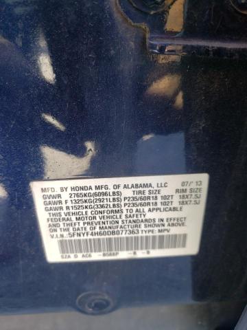 Photo 10 from auction – 2013 HONDA PILOT EXL with VIN 5FNYF4H60DB077363