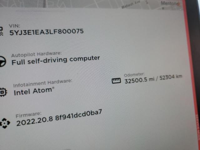 Photo 8 from auction – 2020 TESLA MODEL 3 with VIN 5YJ3E1EA3LF800075