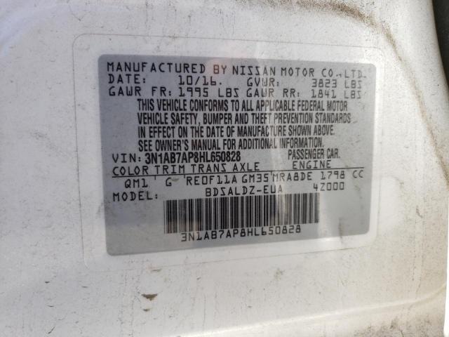 Photo 10 from auction – 2017 NISSAN SENTRA S with VIN 3N1AB7AP8HL650828