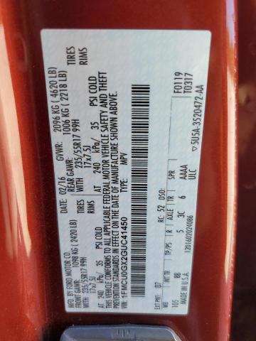 Photo 10 from auction – 2016 FORD ESCAPE SE with VIN 1FMCU0GX2GUC41450
