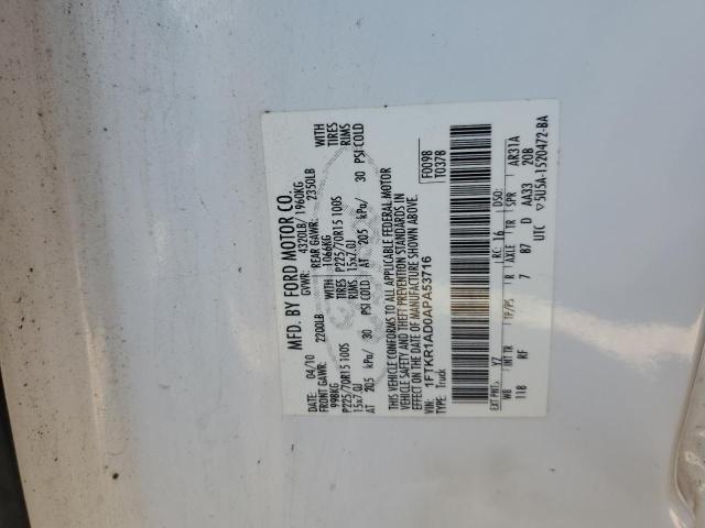 Photo 10 from auction – 2010 FORD RANGER with VIN 1FTKR1AD0APA53716