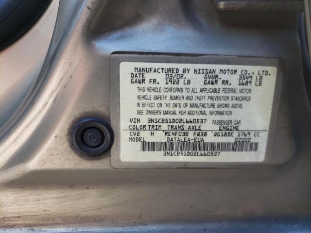 Photo 10 from auction – 2002 NISSAN SENTRA XE with VIN 3N1CB51D02L660537