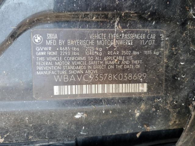 Photo 10 from auction – 2008 BMW 328 XI with VIN WBAVC93578K038699
