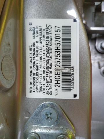 Photo 10 from auction – 2003 HONDA CIVIC EX with VIN 2HGES25753H570157