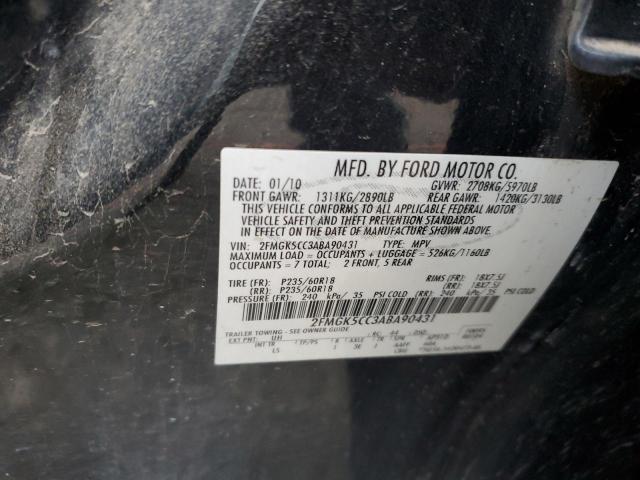 Photo 10 from auction – 2010 FORD FLEX SEL with VIN 2FMGK5CC3ABA90431