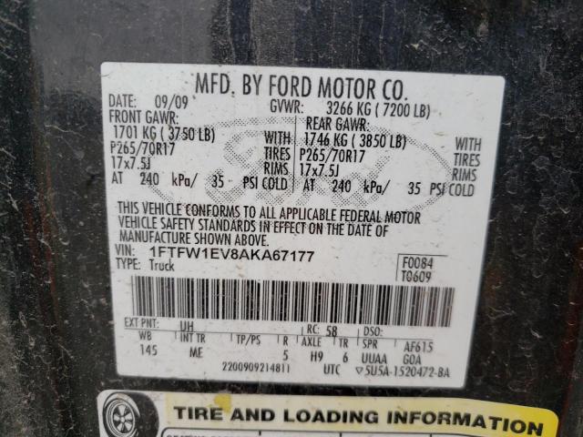 Photo 10 from auction – 2010 FORD F150 SUPER with VIN 1FTFW1EV8AKA67177