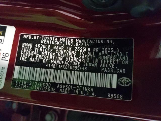 Photo 10 from auction – 2015 TOYOTA CAMRY LE with VIN 4T1BF1FK0FU995446