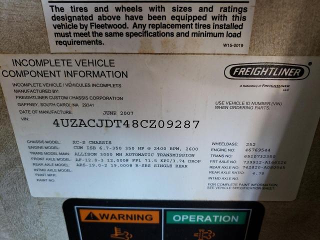 Photo 10 from auction – 2008 FREIGHTLINER CHASSIS X with VIN 4UZACJDT48CZ09287