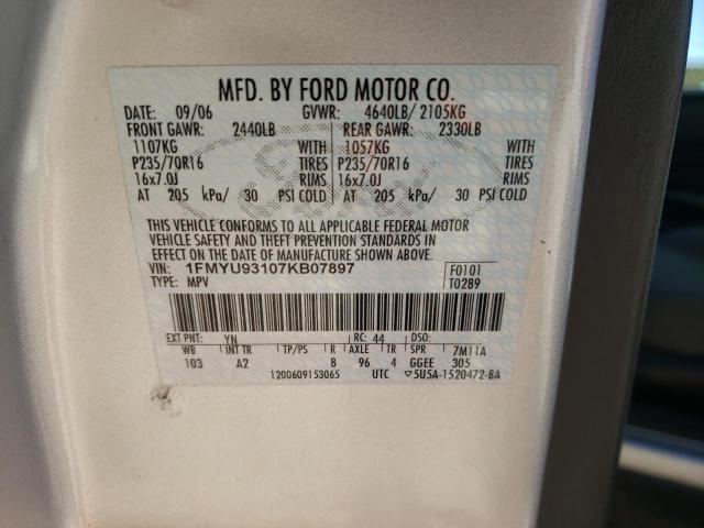 Photo 10 from auction – 2007 FORD ESCAPE XLT with VIN 1FMYU93107KB07897