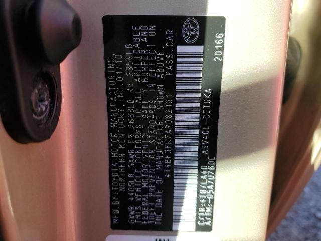صورة رقم 10 من المزاد - 2010 TOYOTA CAMRY BASE مع VIN 4T4BF3EK7AR082131