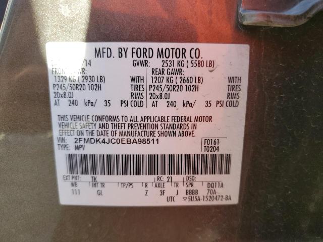 Photo 10 from auction – 2014 FORD EDGE SEL with VIN 2FMDK4JC0EBA98511