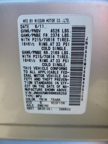 Photo 10 from auction – 2011 NISSAN ROGUE S with VIN JN8AS5MV8BW686259