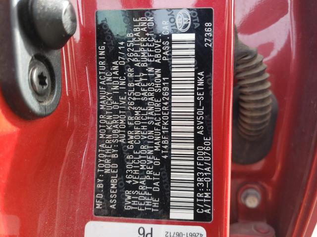 Photo 10 from auction – 2014 TOYOTA CAMRY L with VIN 4T4BF1FK0ER426911