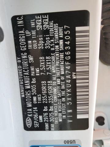 Photo 10 from auction – 2015 KIA SORENTO EX with VIN 5XYKU4A74FG634057