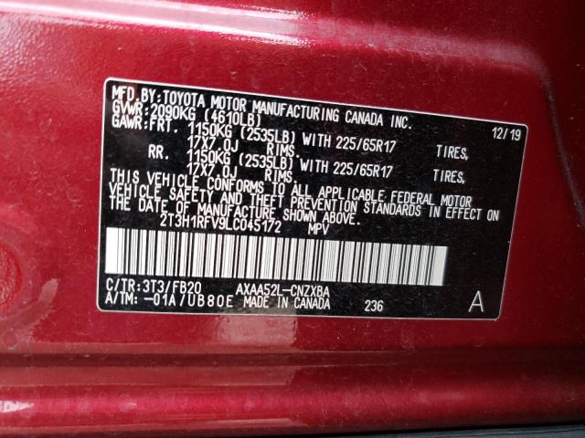 Photo 10 from auction – 2020 TOYOTA RAV4 LE with VIN 2T3H1RFV9LC045172