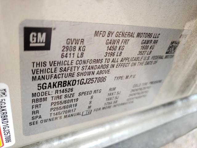 Photo 10 from auction – 2016 BUICK ENCLAVE with VIN 5GAKRBKD1GJ257006