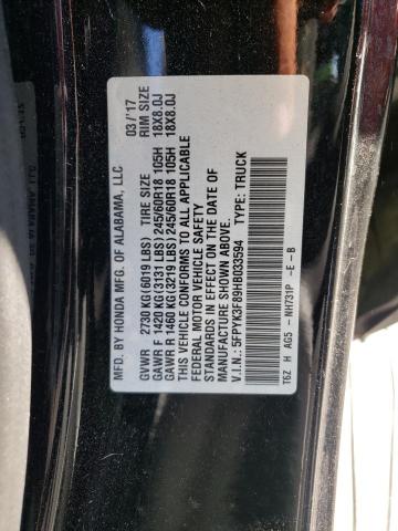 Photo 10 from auction – 2017 HONDA RIDGELINE with VIN 5FPYK3F89HB033594