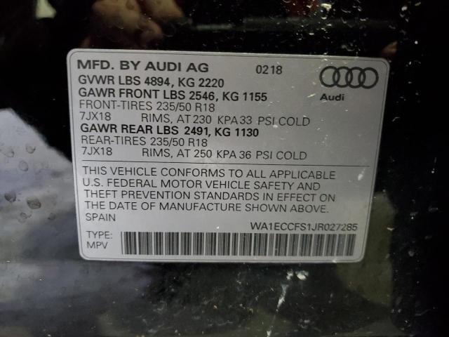 Photo 10 from auction – 2018 AUDI Q3 PREMIUM with VIN WA1ECCFS1JR027285