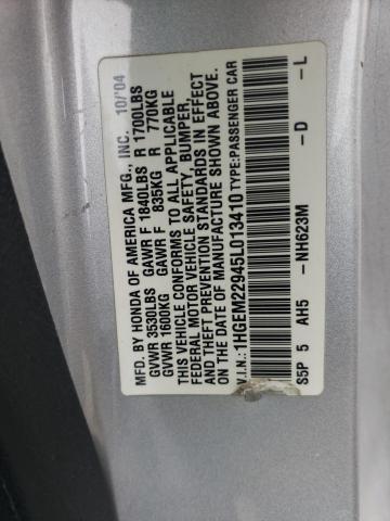 Photo 10 from auction – 2005 HONDA CIVIC EX with VIN 1HGEM22945L013410