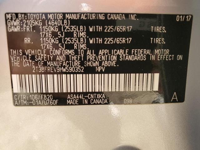 Photo 10 from auction – 2017 TOYOTA RAV4 LE with VIN 2T3BFREV9HW590352