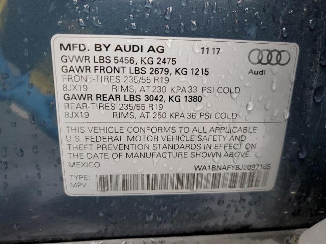 Photo 10 from auction – 2018 AUDI Q5 PREMIUM with VIN WA1BNAFY8J2097185