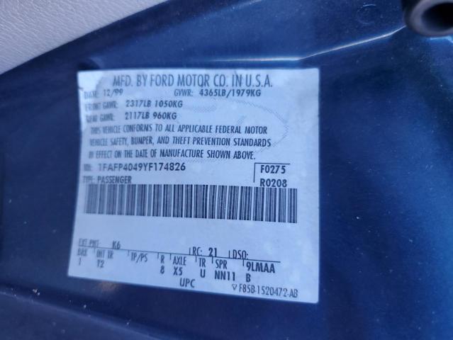 Photo 10 from auction – 2000 FORD MUSTANG with VIN 1FAFP4049YF174826